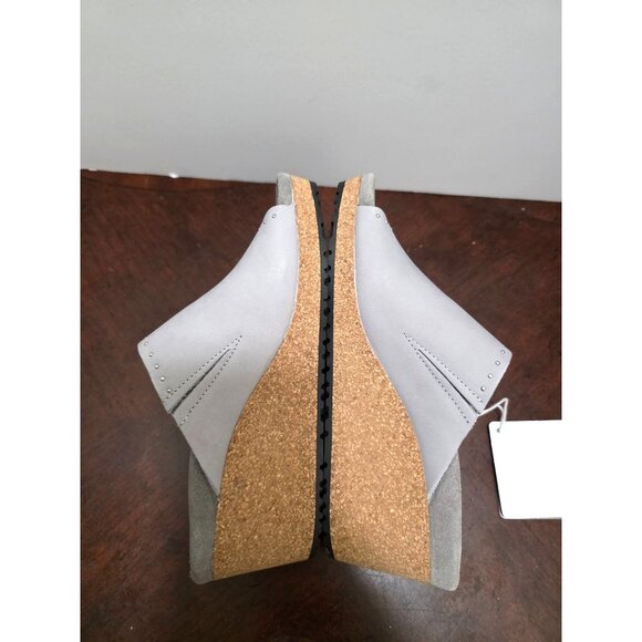 NWT Papillio By Birkenstock Women's Gray Leather Studded Wedge Slide Sandals Siz - Picture 5 of 10
